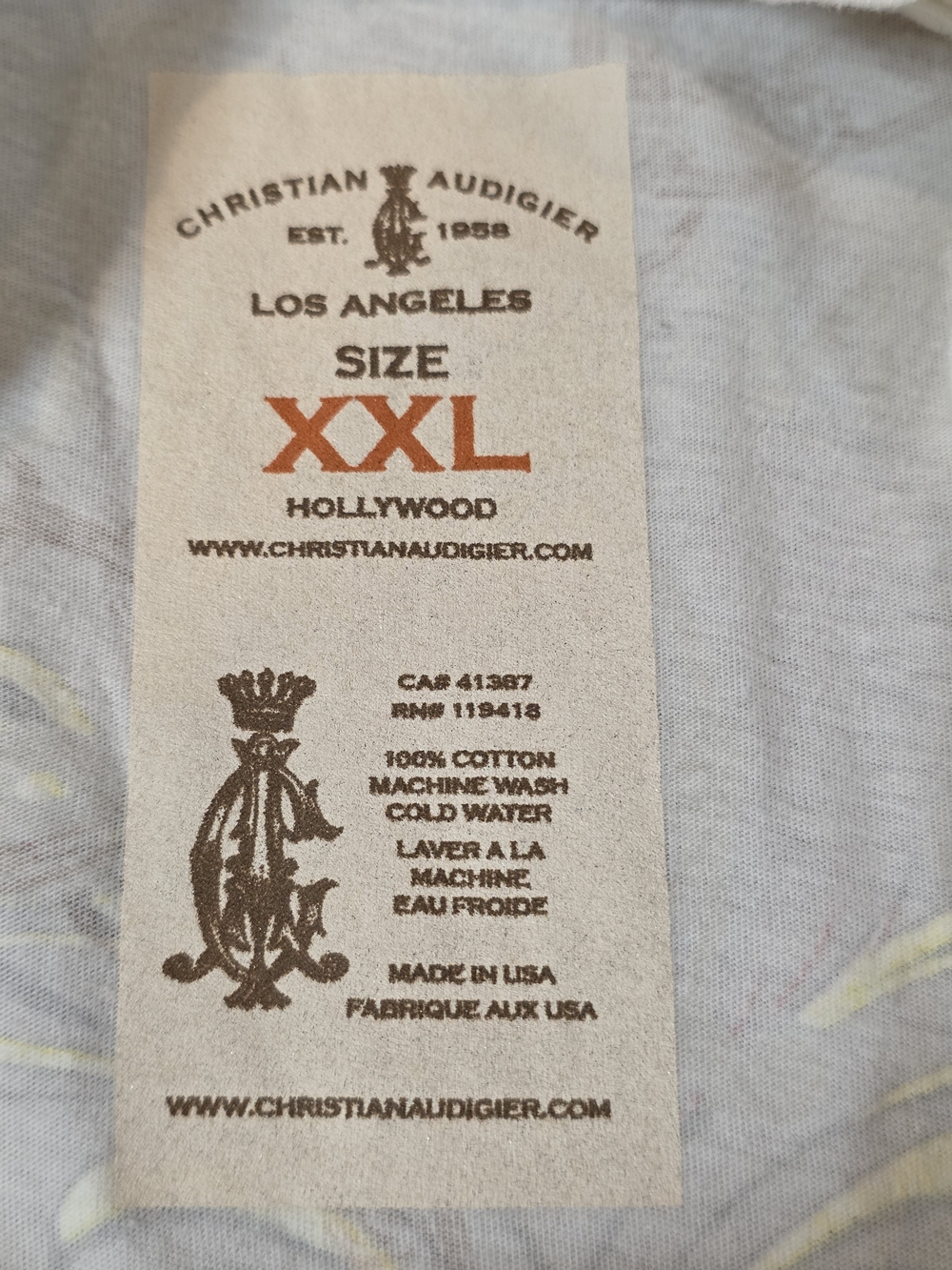 White Graphic Chain-Print Men’s T-Shirt with Panther Motif XXL Made In USA Y2K - Picture 5 of 10